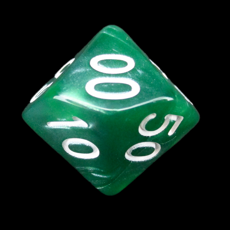 Role 4 Initiative Marble Green & White Percentile Dice