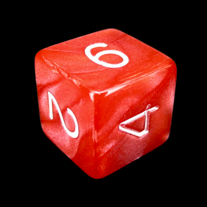 Role 4 Initiative Marble Red & White D6 Dice