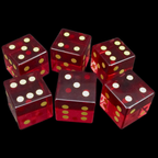 TDSO Zircon Glass Ruby & Gold 6 x D6 Spot Dice Set