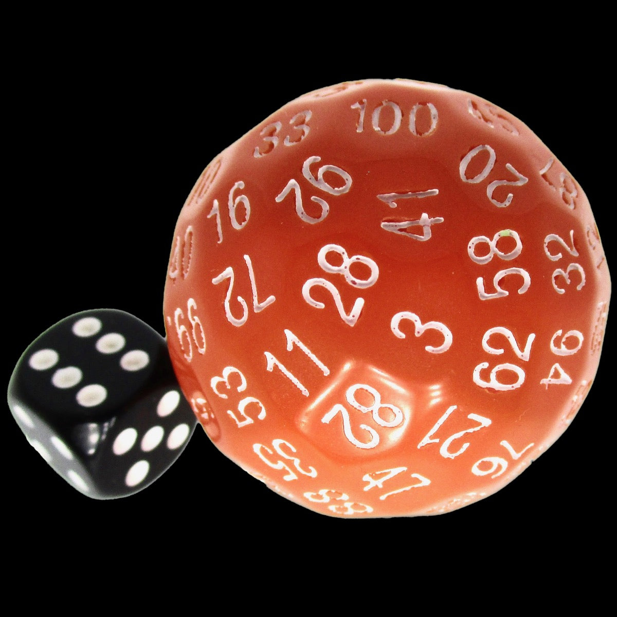 TDSO Cannonball Opaque Orange & White HUGE 45mm D100 Dice