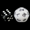 Impact Opaque White & Black D24 Dice - Discontinued