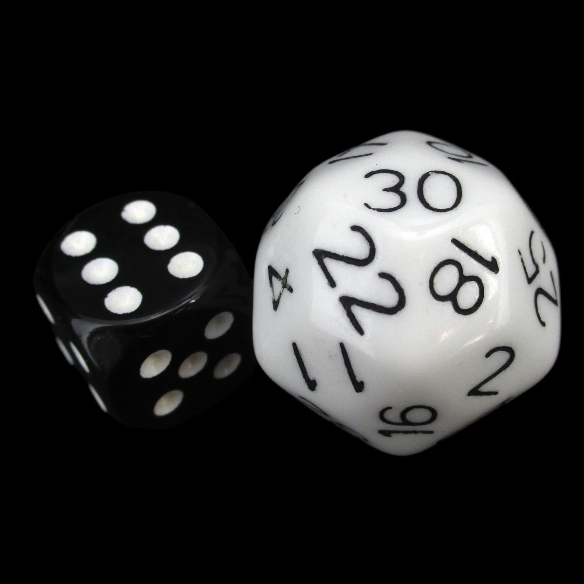 Impact Opaque White & Black D30 Dice - Discontinued