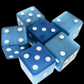 TDSO Cats Eye Glass Aquamarine & White 6 x D6 Spot Dice Set