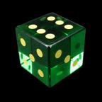 TDSO Zircon Glass Emerald & Gold 6 x D6 Spot Dice Set