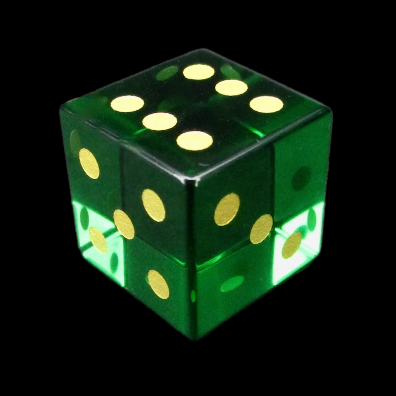 TDSO Zircon Glass Emerald & Gold 6 x D6 Spot Dice Set