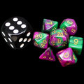 TDSO Duel Green & Purple MINI 10mm 7 Dice Polyset