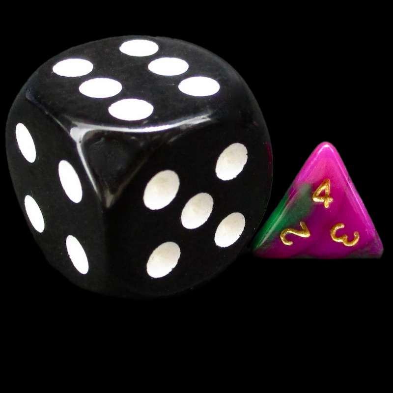 TDSO Duel Green & Purple MINI 10mm D4 Dice