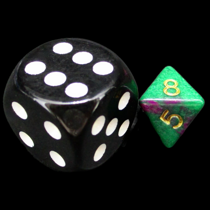 TDSO Duel Green & Purple MINI 10mm D8 Dice