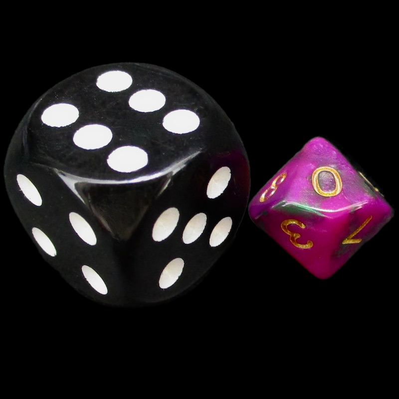 TDSO Duel Green & Purple MINI 10mm D10 Dice