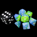 TDSO Duel Turquoise Blue & Pistachio Green MINI 10mm 7 Dice Polyset