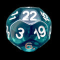 Impact Translucent Gem Teal & White D22 Dice - Discontinued