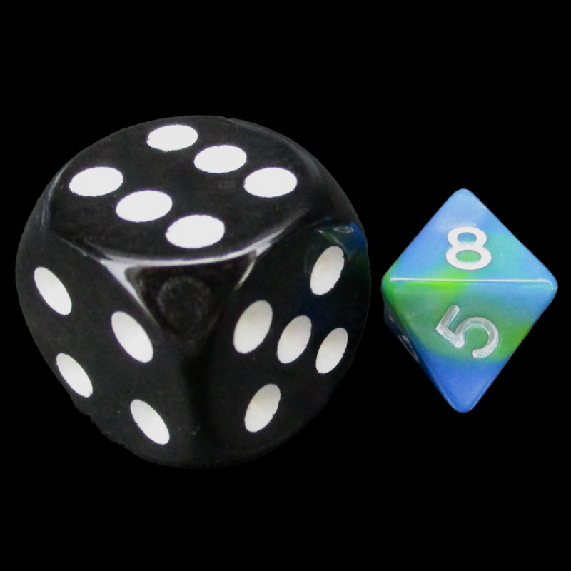TDSO Duel Turquoise Blue & Pistachio Green MINI 10mm D8 Dice