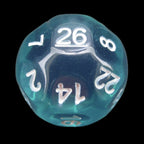 Impact Translucent Gem Teal & White D26 Dice - Discontinued