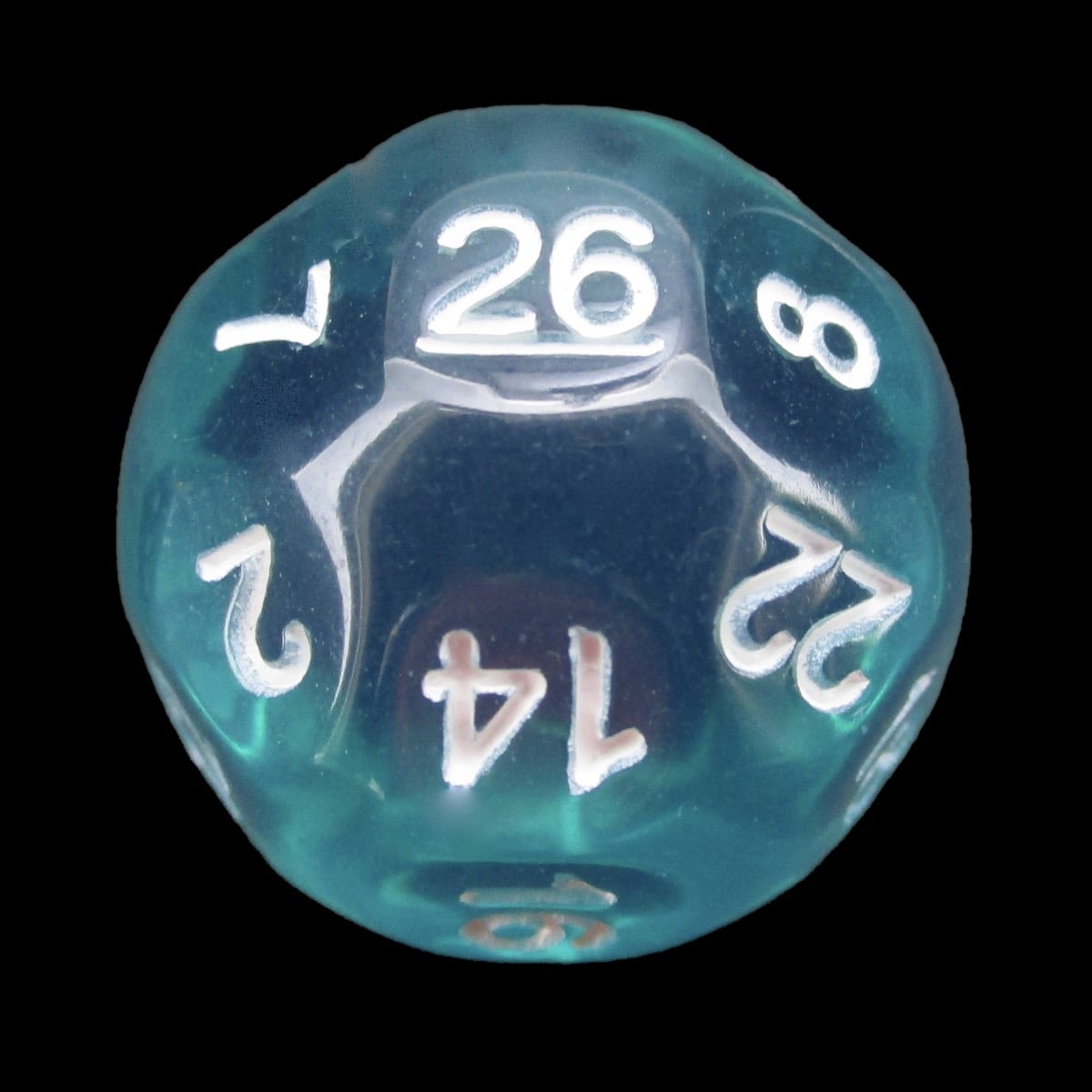 Impact Translucent Gem Teal & White D26 Dice - Discontinued