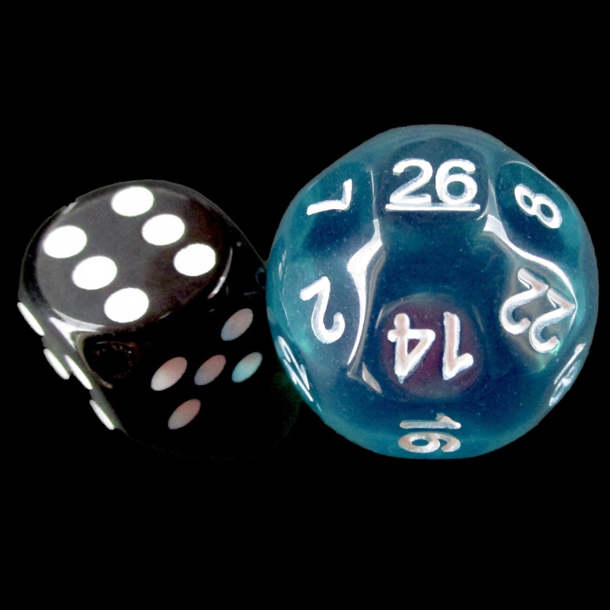 Impact Translucent Gem Teal & White D26 Dice - Discontinued