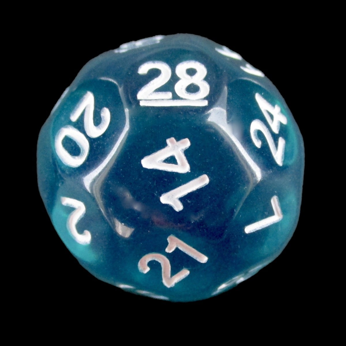 Impact Translucent Gem Teal &amp; White D28 Dice - Discontinued