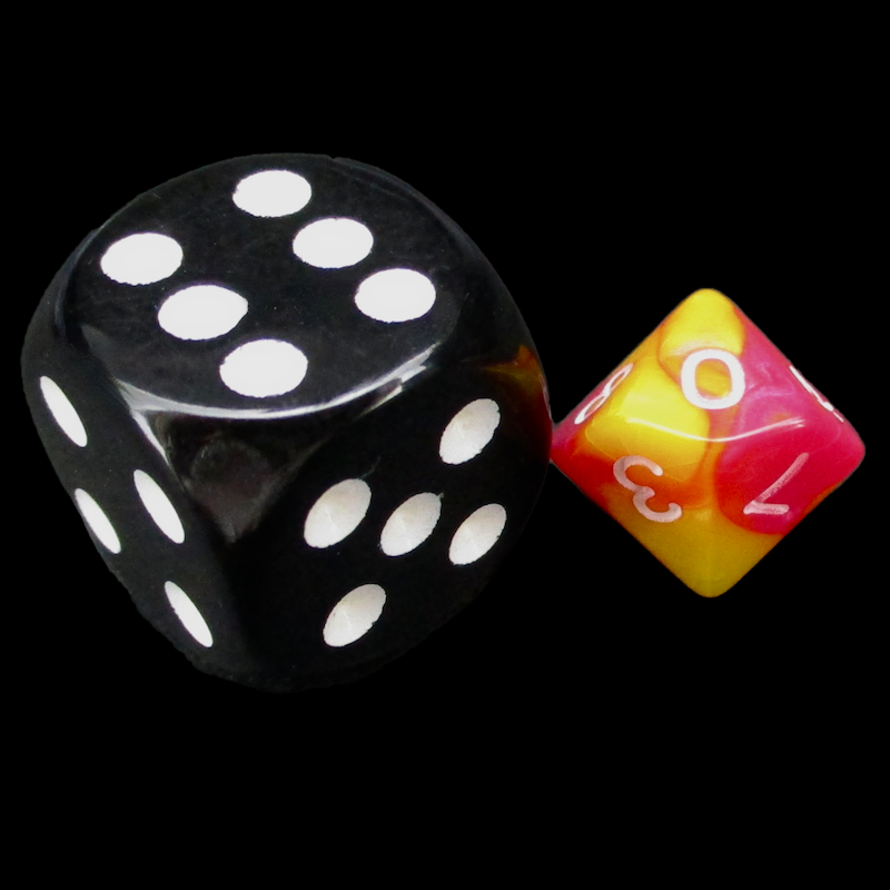 TDSO Duel Rose & Saffron Yellow MINI 10mm D10 Dice