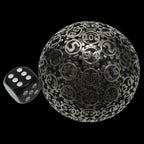 TDSO Metal Hollow Gear Antique Silver HUGE 50mm D100 Dice In Protective Case