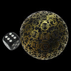 TDSO Metal Hollow Gear Antique Gold 50mm D100 Dice In Protective Case