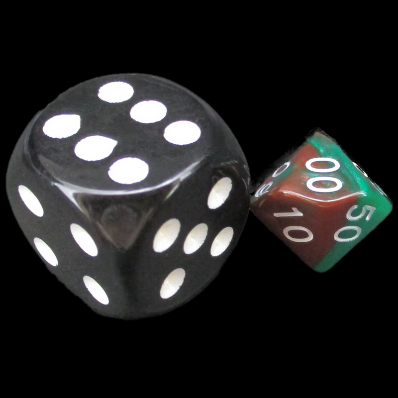 TDSO Duel Brown & Green MINI 10mm Percentile Dice