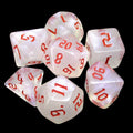 TDSO Gothic Script Shimmer & Red 7 Dice Polyset