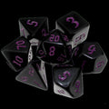 TDSO Gothic Script Opaque Black & Purple 7 Dice Polyset