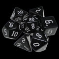TDSO Gothic Script Opaque Black & White 7 Dice Polyset