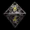 TDSO Metal Hollow Flying Dragon Black Nickel & Gold D8 Dice