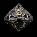 TDSO Metal Hollow Flying Dragon Black Nickel & Gold D10 Dice