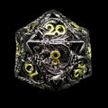 TDSO Metal Hollow Flying Dragon Black Nickel & Gold D20 Dice