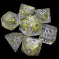 TDSO Gear & Cogs Clear Gold With Silver 7 Dice Polyset
