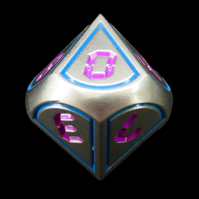 TDSO Metal Digital Steel Blue &amp; Purple D10 Dice