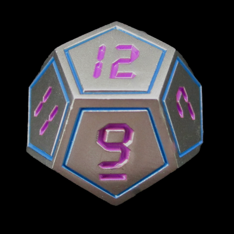 TDSO Metal Digital Steel Blue & Purple D12 Dice