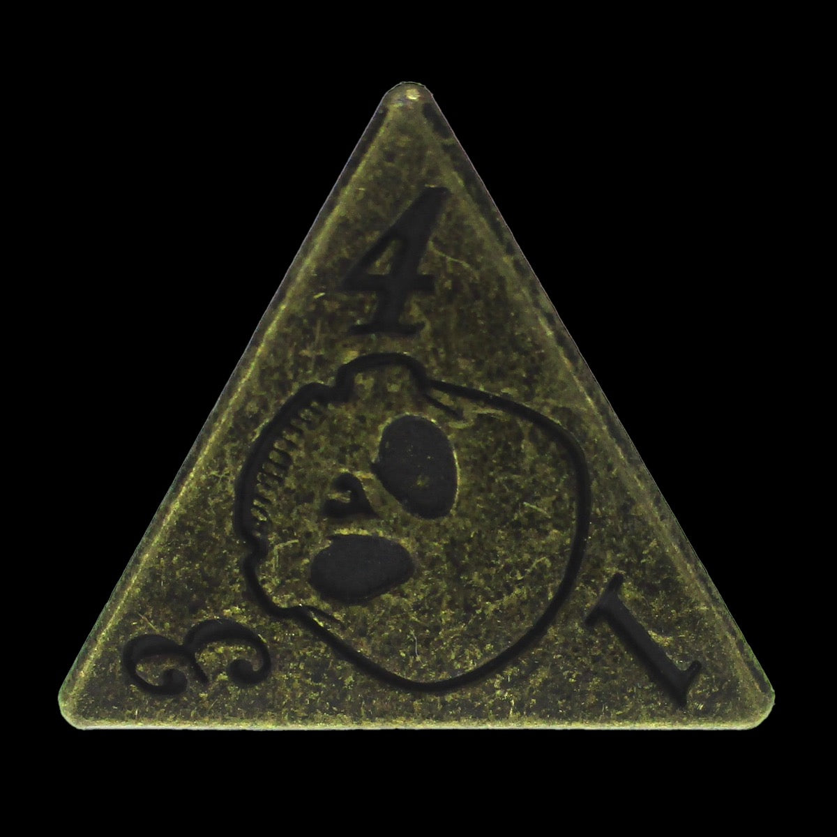 HALF PRICE CLEARANCE TDSO Metal Skull Antique Gold D4 Dice