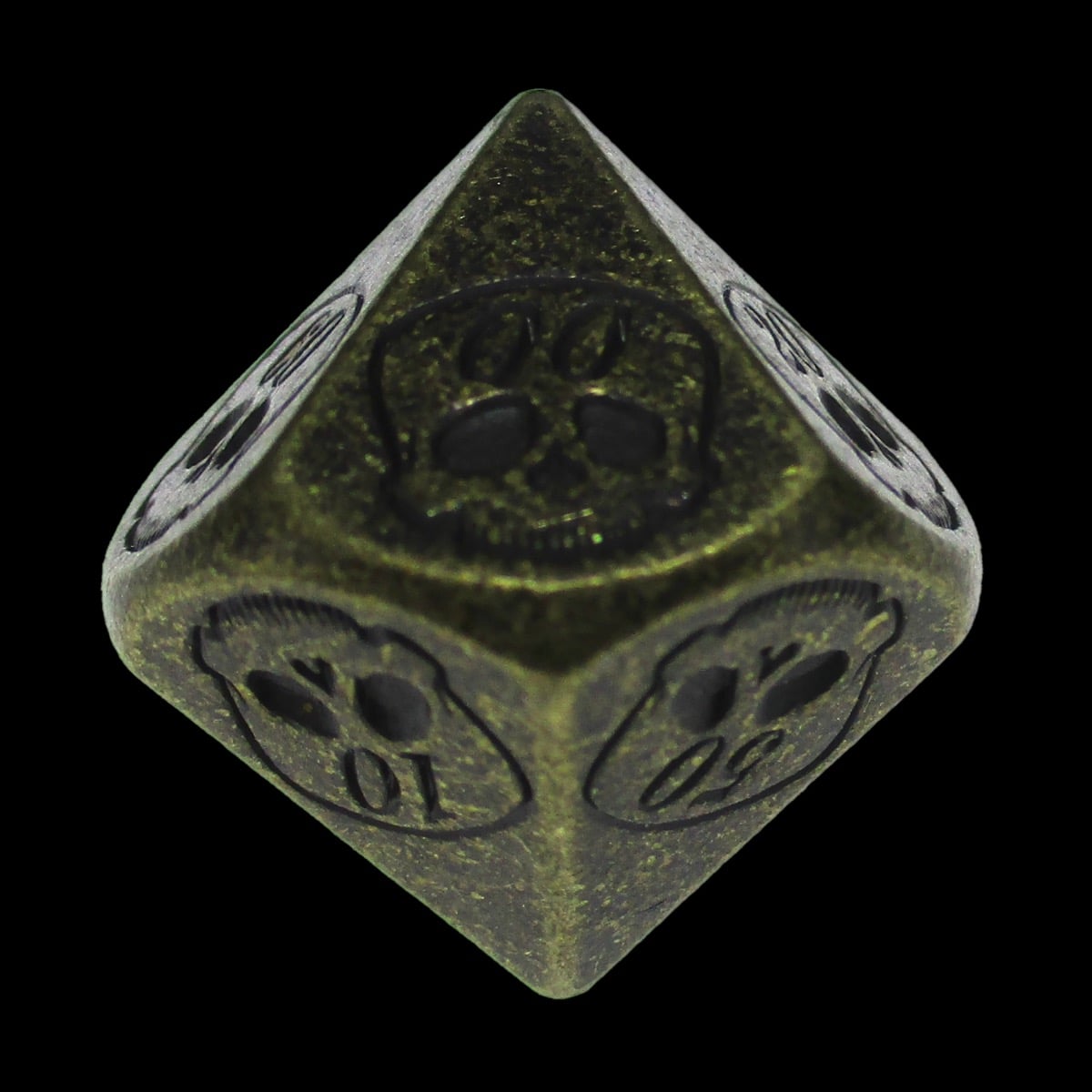 HALF PRICE CLEARANCE TDSO Metal Skull Antique Gold Percentile Dice