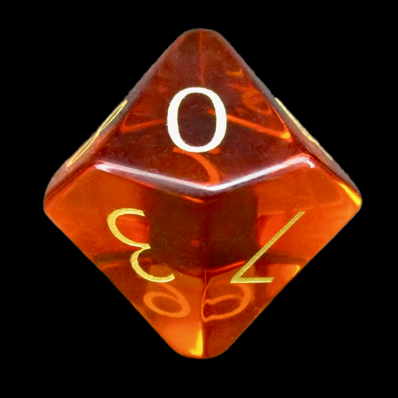 TDSO Zircon Glass Orange Topaz & Gold D10 Dice