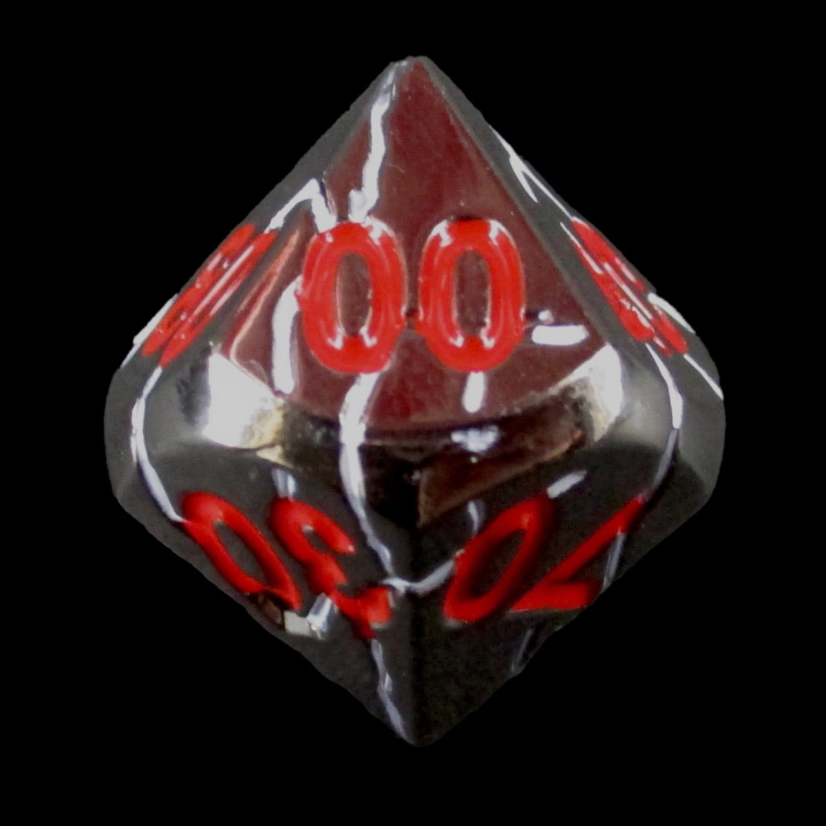 CLEARANCE TDSO Metal Thor Lightning Black Nickel White & Red Percentile Dice