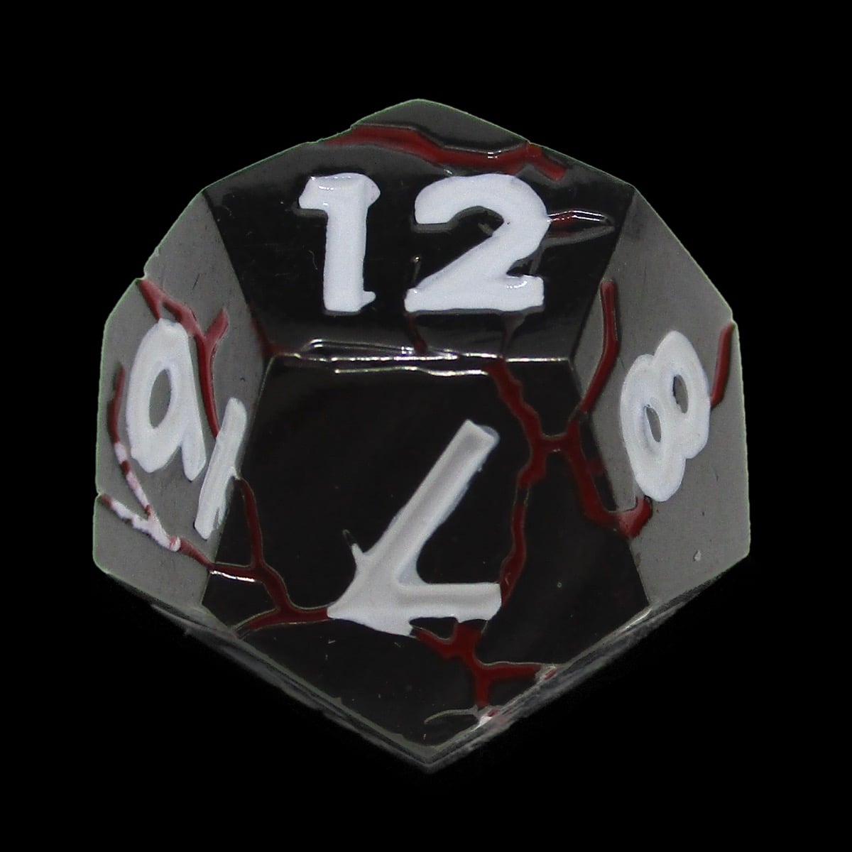 CLEARANCE TDSO Metal Thor Lightning Black Nickel Red & White D12 Dice
