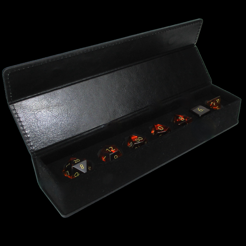 TDSO Black Leatherette Padded Dice Storage Case - 7 Dice Polyset