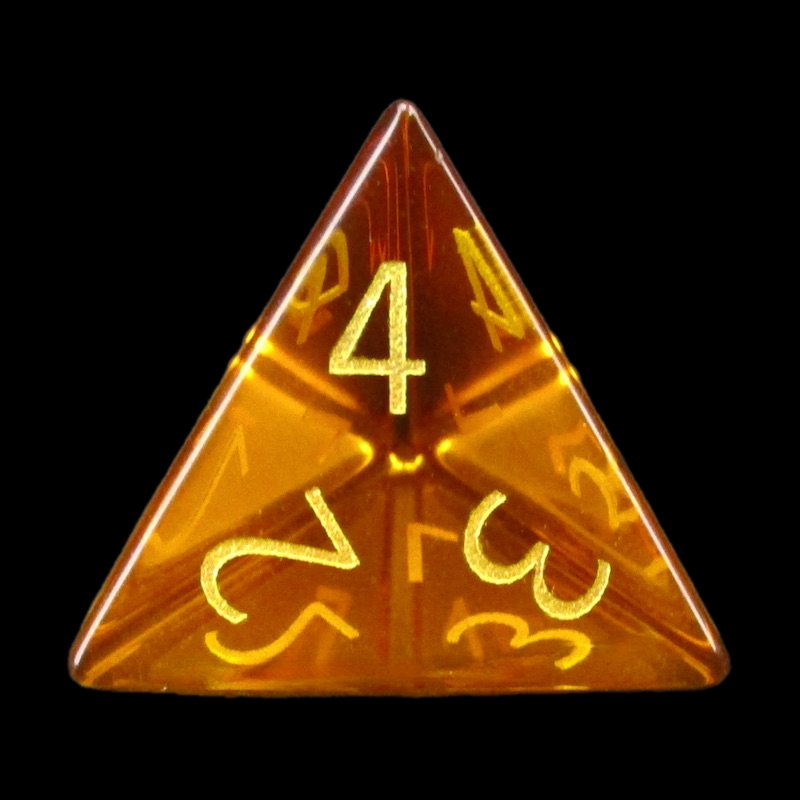 TDSO Zircon Glass Orange Topaz & Gold D4 Dice
