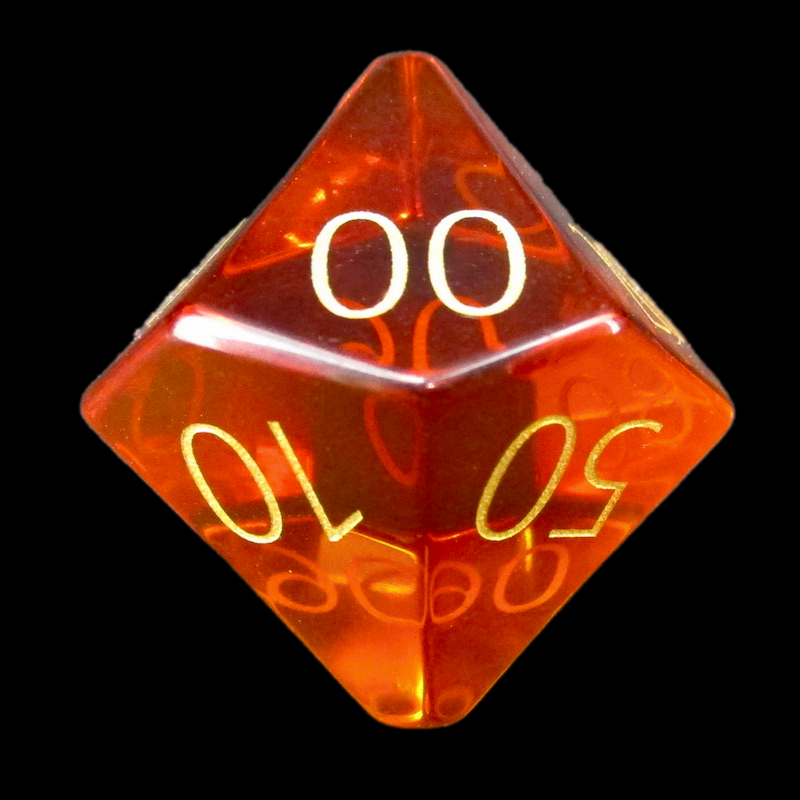 TDSO Zircon Glass Orange Topaz & Gold Percentile Dice