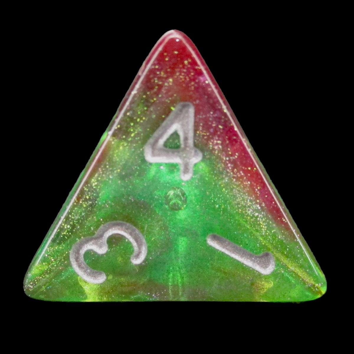 HALF PRICE CLEARANCE TDSO Phoenix Multi Glitter Green Pink & Purple D4 Dice