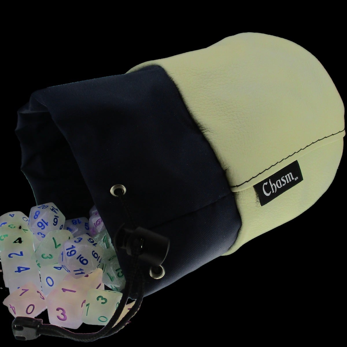 Chasm Vortex Huge Cream & Midnight High Grade Leather Dice Bag