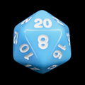 Impact Opaque Pale Blue & White D20 Dice