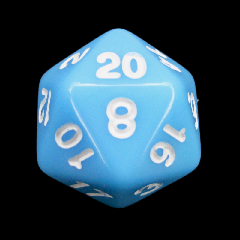 Impact Opaque Pale Blue & White D20 Dice