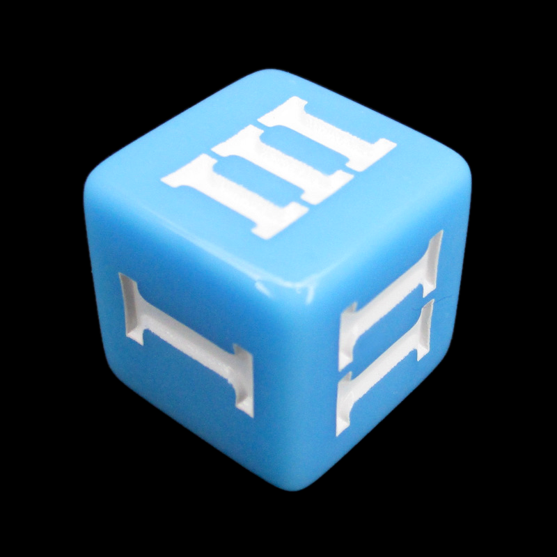 Impact Opaque Pale Blue & White Roman Numeral D3 Dice