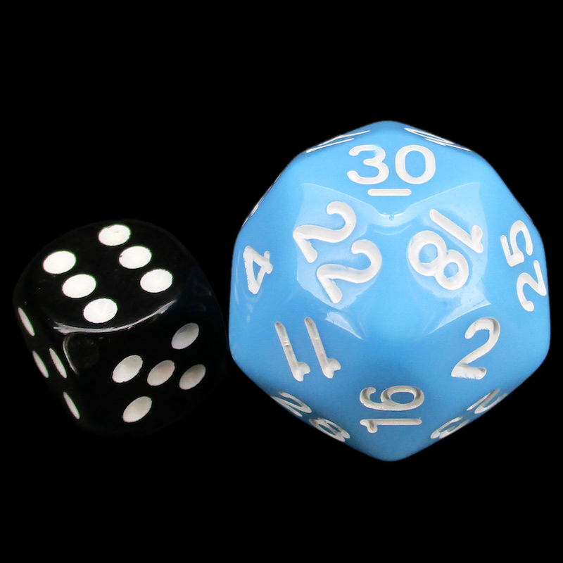 Impact Opaque Pale Blue &amp; White D30 Dice