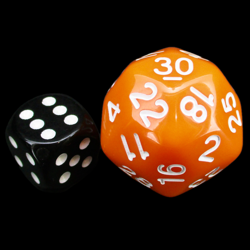 Impact Opaque Orange & White D30 Dice