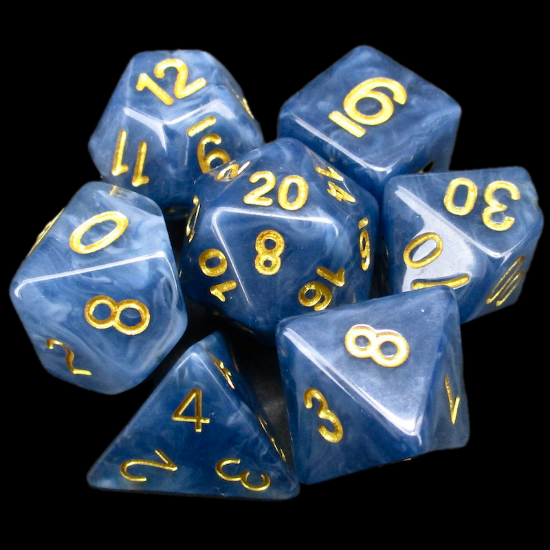 TDSO Jade Blue & Gold 7 Dice Polyset