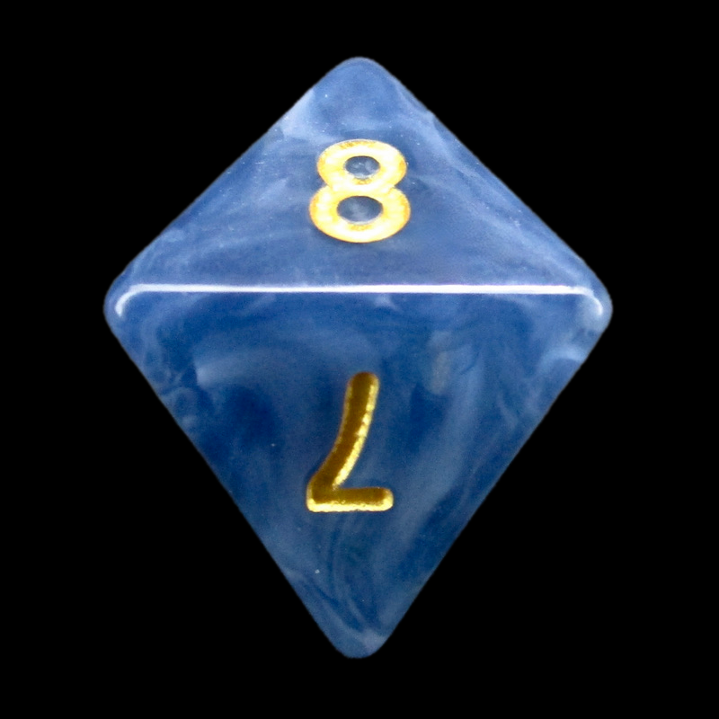 TDSO Jade Blue & Gold D8 Dice